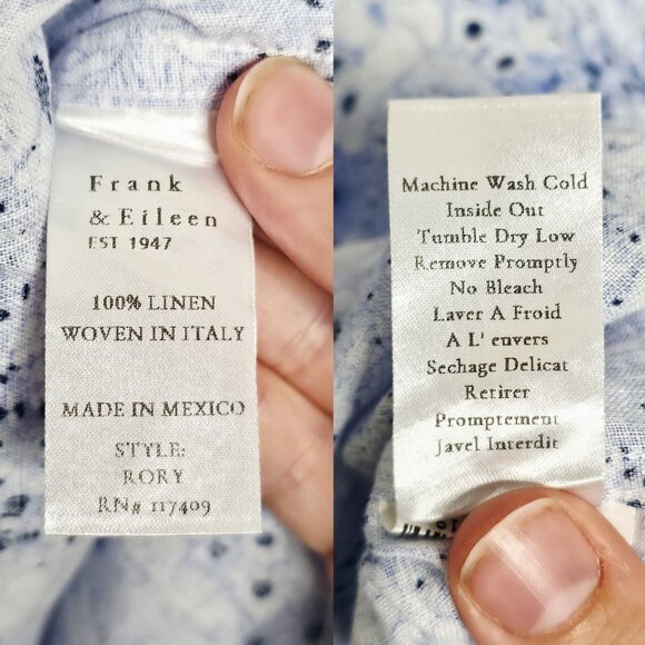 Frank & Eileen Rory Blue Floral Italian Linen Maxi Shirt Dress Size XS - Picture 8 of 8